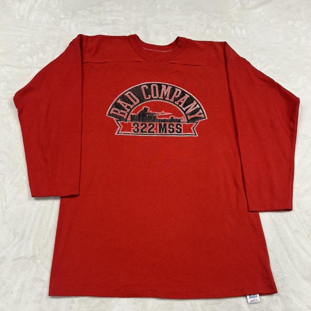 Russell Athletic Jersey Mens Large Red Bad Company 322 MSS Long Sleeve V-Neck
